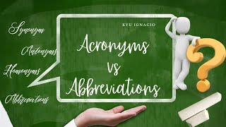 ACRONYMS VS ABBREVIATIONS  Definition amp Examples [upl. by Batha226]