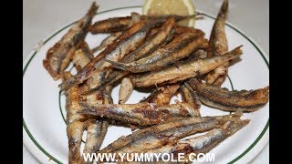 Fresh fried anchovies  Boquerones fritos [upl. by Rosenstein]