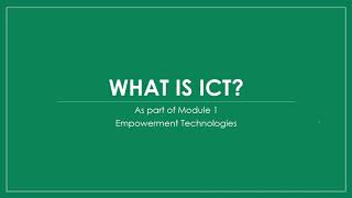 Techno  Module 1  Introduction to ICT [upl. by Nwavahs]