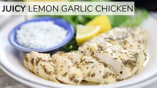 BAKED LEMON GARLIC CHICKEN  easy juicy baked chicken breast [upl. by Blount]