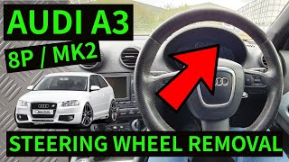 AUDI A3 8P  How To Remove Steering Wheel Removal Replacement 20042012 [upl. by Akkeber]