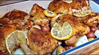 Baked Lemon Garlic Chicken Recipe  Lemon Garlic Cream Sauce Recipe [upl. by Omixam]