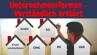 Unternehmensformen einfach erklärt  Rechtsformen Einzelunternehmen OHG KG GbR GmbH AG [upl. by Siurtemed]