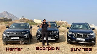 Mahindra Scorpio VS Tata Harrier VS Mahindra XUV 700  Comparison [upl. by Bandeen838]