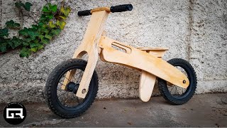 BICICLETA de MADERA CASERA PASO A PASO para EQUILIBRIO  BALANCE BIKE WOODEN [upl. by Gentille]