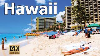 Hawaii 4K  Famous Waikiki Beach  2024 Walking Tour [upl. by Mildred]