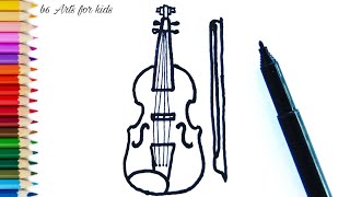 How to draw a Violin  Violin Easy Draw Tutorial [upl. by Lenej]