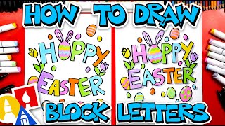 How To Draw Happy Easter In Block Letters [upl. by Ahsilahk]