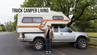 A Tour of my Renovated Truck Camper that I Live in [upl. by Heng]