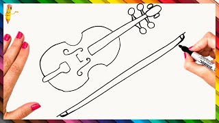 How To Draw A Violin Step By Step 🎻 Violin Drawing Easy [upl. by Elurd699]