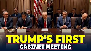 President Donald Trumps first Cabinet meeting Elon Musk DOGE USA America Federal Workers [upl. by Wilfreda574]