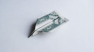 Easy Money PLANE Origami Dollar Tutorial DIY [upl. by Luar]