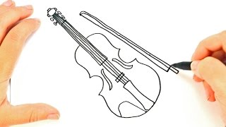 How to draw a Violin  Violin Easy Draw Tutorial [upl. by Yeltsew574]