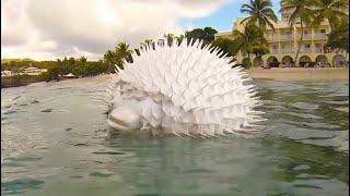 See How a Pufferfish Blows Itself Up Puffer Fish Puffing and Floating in Hand Net while Snorkeling [upl. by Ettigirb267]