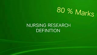 Definition of Nursing Research [upl. by Nina634]