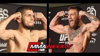 Khabib Nurmagomedov and Conor McGregor UFC 229 Official WeighIn [upl. by Aikkan]