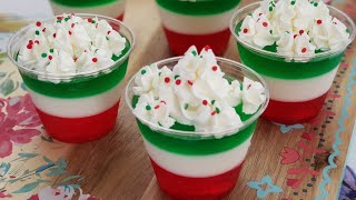 Gelatin Cups  Three Colors  Holiday Dessert [upl. by Sumedocin]