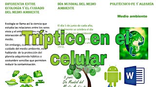 Como hacer TRÍPTICO folleto o BROCHURE en el celular Word del celular [upl. by Aggi]