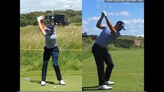 Justin Thomas golf swing  Long Iron faceon amp downtheline July 2017 [upl. by Kirst214]