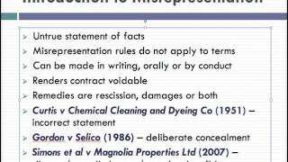 Misrepresentation Lecture 1 of 4 [upl. by Akcemat]