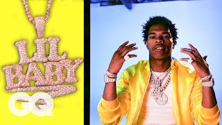 Lil Baby Shows Off His Insane Jewelry Collection  On the Rocks  GQ [upl. by Attenor]