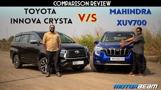 Mahindra XUV700 vs Toyota Innova Crysta Comparison Review  MotorBeam [upl. by Toile953]