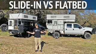 Slidein vs Flatbed  Lightweight PopUp Truck Camper Comparison [upl. by Silvers976]