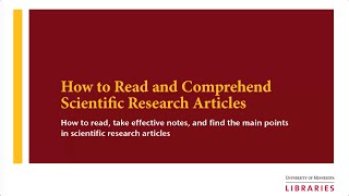 Tutorial How to Read and Comprehend Scientific Research Articles [upl. by Eissat]