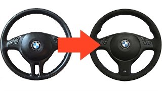 E46 SPORT STEERING WHEEL TO M3 STEERING WHEEL DIY [upl. by Dlorad]