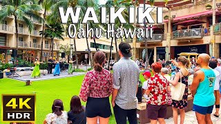 4K HDR Waikiki Walking Tour  2023  Honolulu Oahu Hawaii [upl. by Bonina]